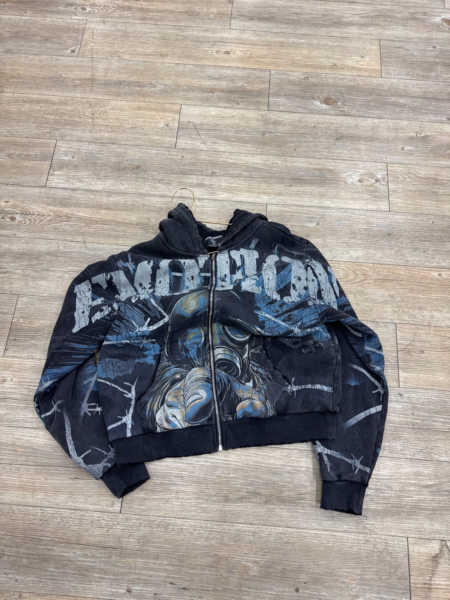 Mixed emotion Ash Black radioactive black zip up