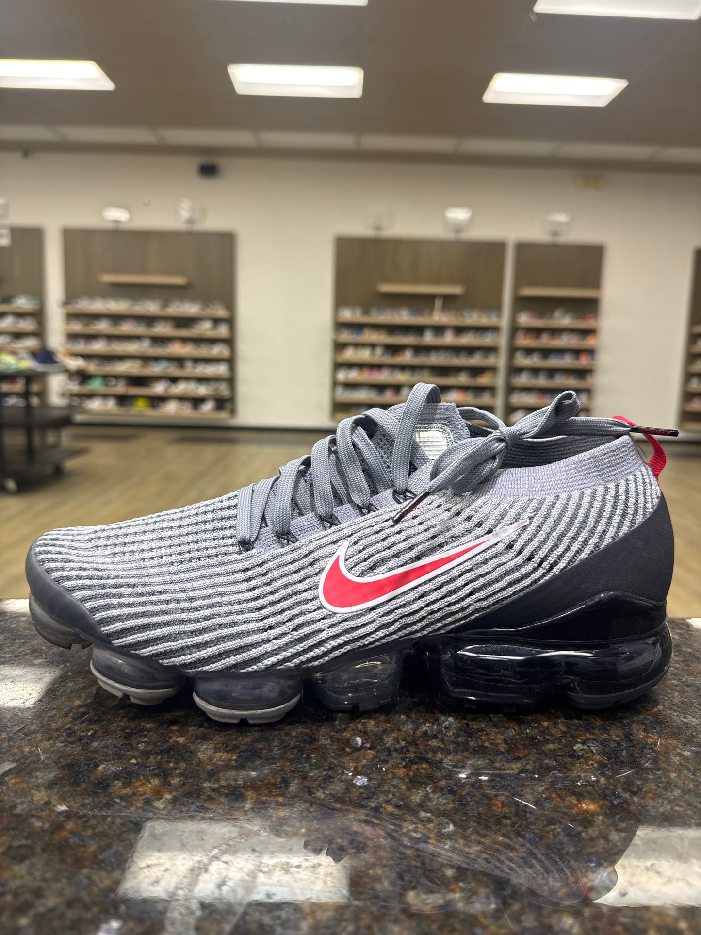 Nike Grey Red Vapor Max FlyKnit 3