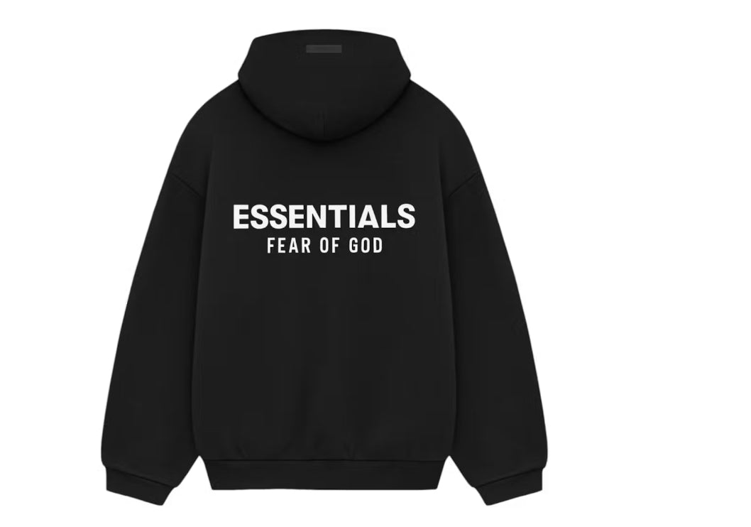Essential Fleece Black White Hoodie