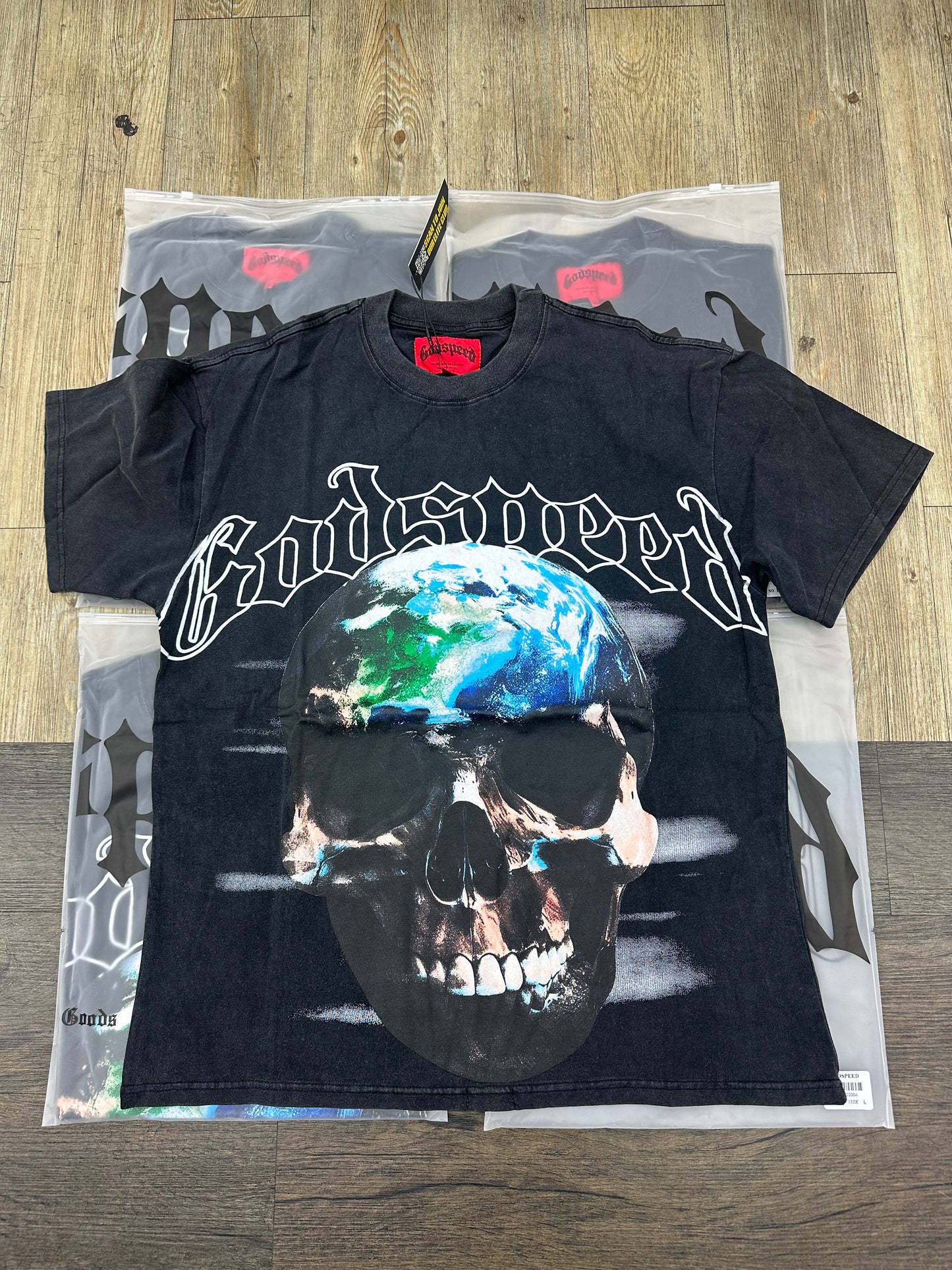 God speed earth skull tee