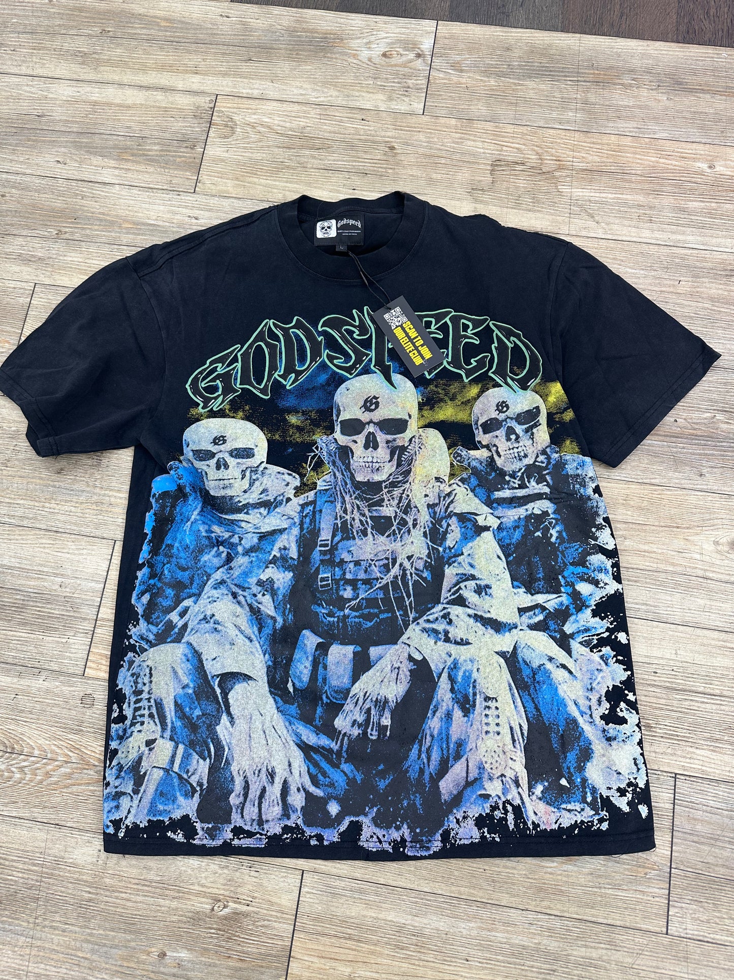 God speed black washed squadtron tee
