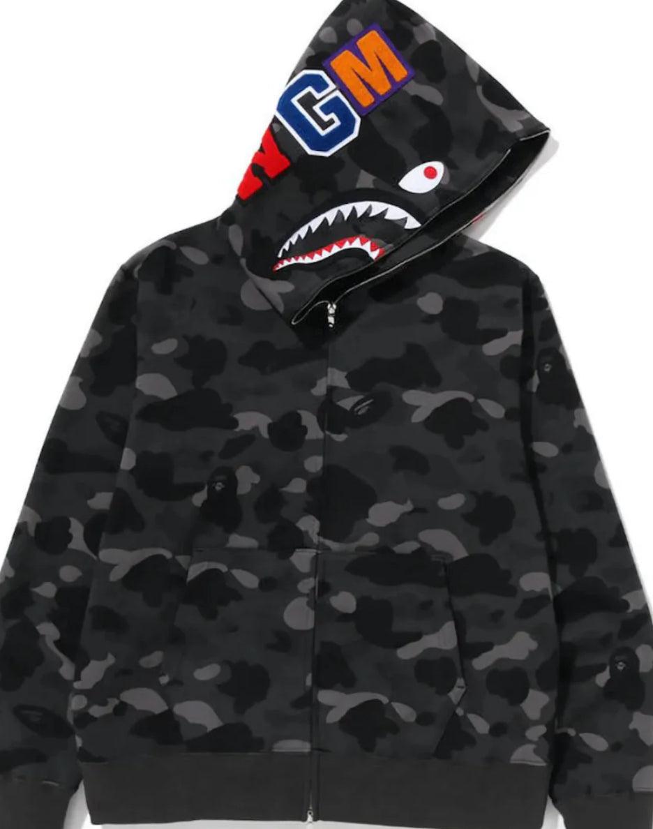 Bape Shark Full Zip Grey Camo Hoodie
