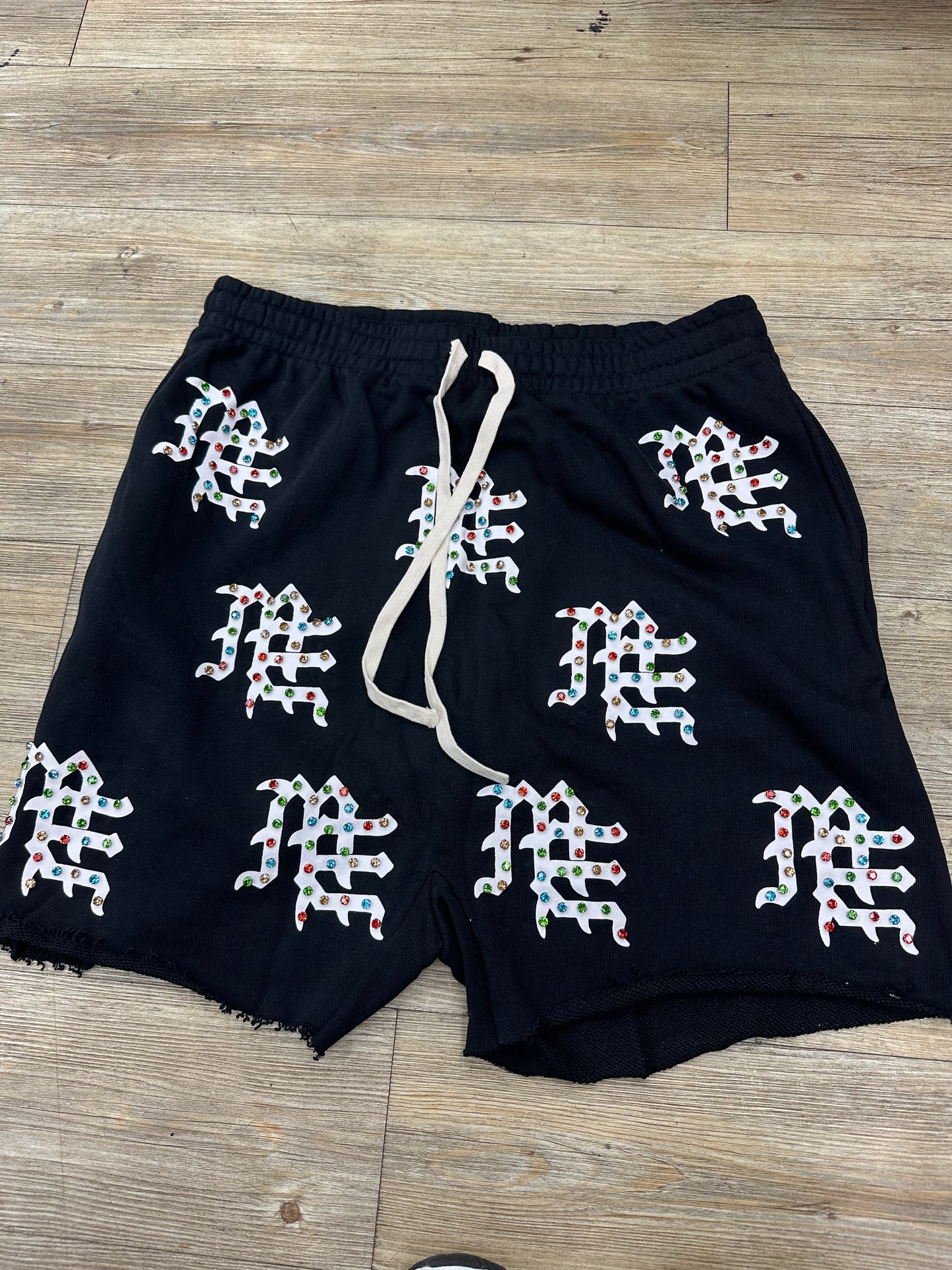 Mixed Emotion Black RhineStone short
