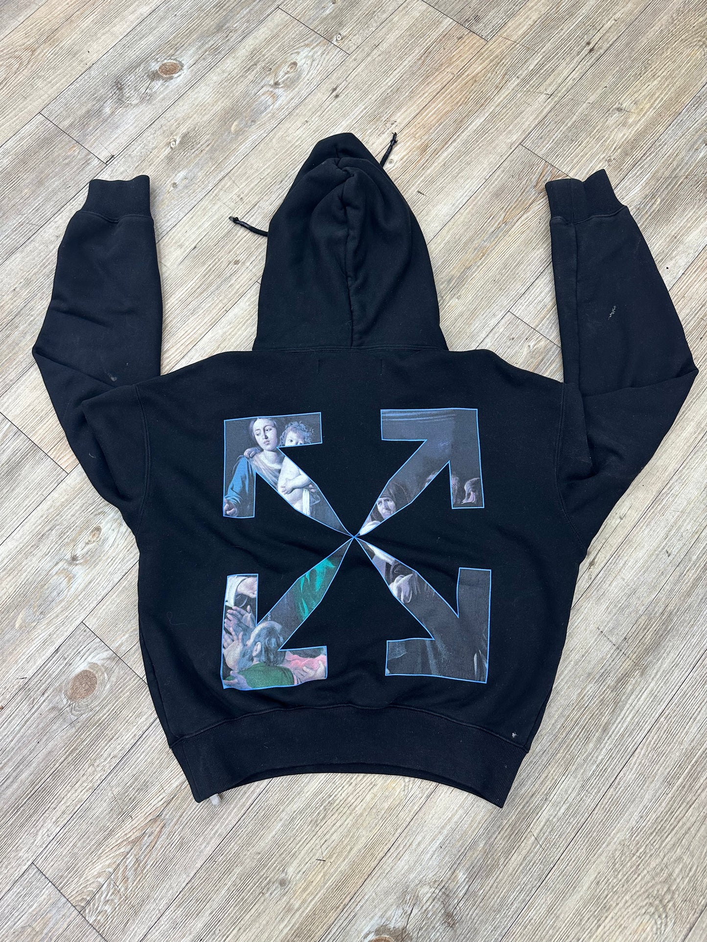 Off white black hoodie (used )