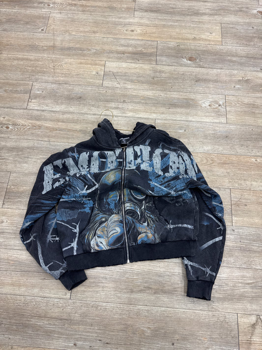 Mixed emotion Ash Black radioactive black zip up