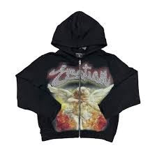 Mixed emotion baby angel black zip up