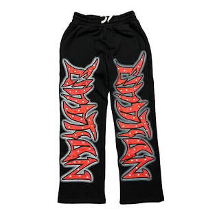 Mixed emotion black rhinestone sweatpants