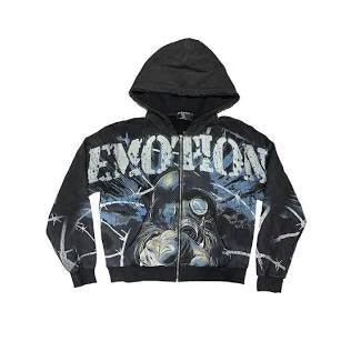 Mixed emotion Black radioactive black zip up