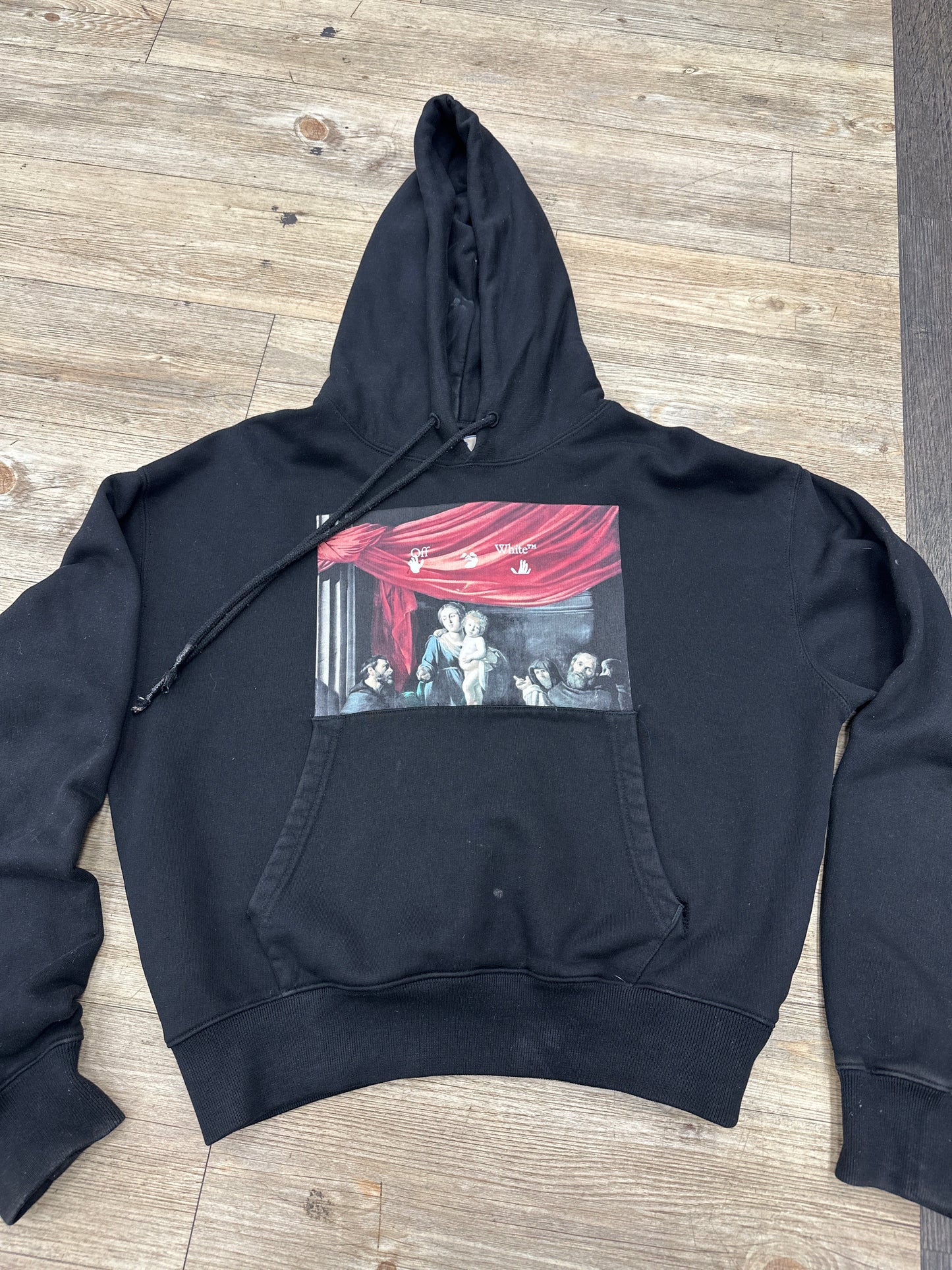 Off white black hoodie (used )