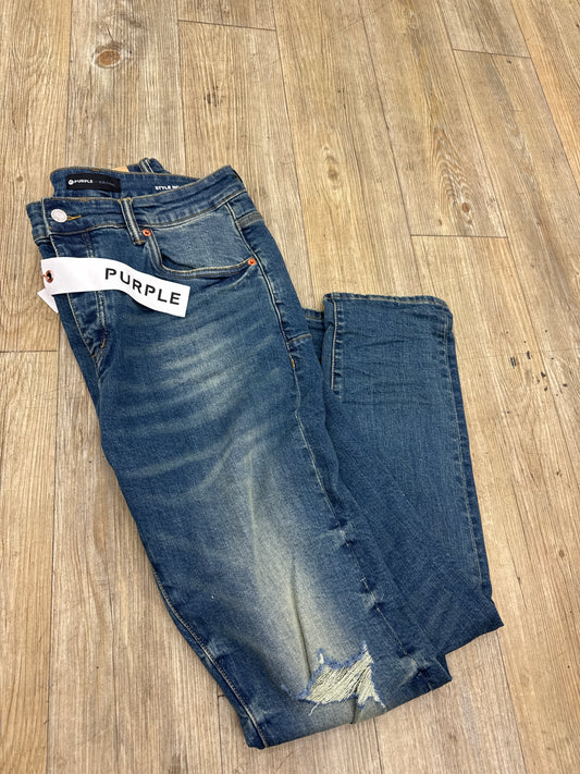 Purple Brand Blue Denim Dark Blue Knee Cap Distress Brand New