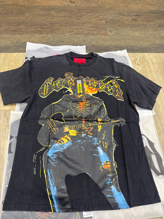 God speed black skeleton with guitar