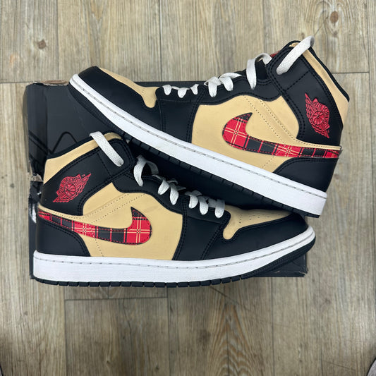 Air Jordan 1 Mid SE ‘Tartan swoosh’ used with box