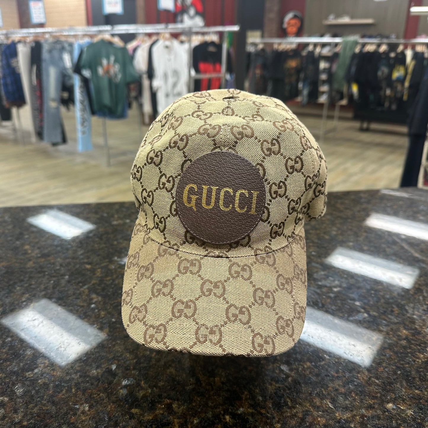 USED - Gucci Beige Monogram Patch Hat