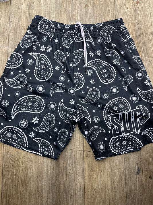 Sup Black n White Bandana Shorts