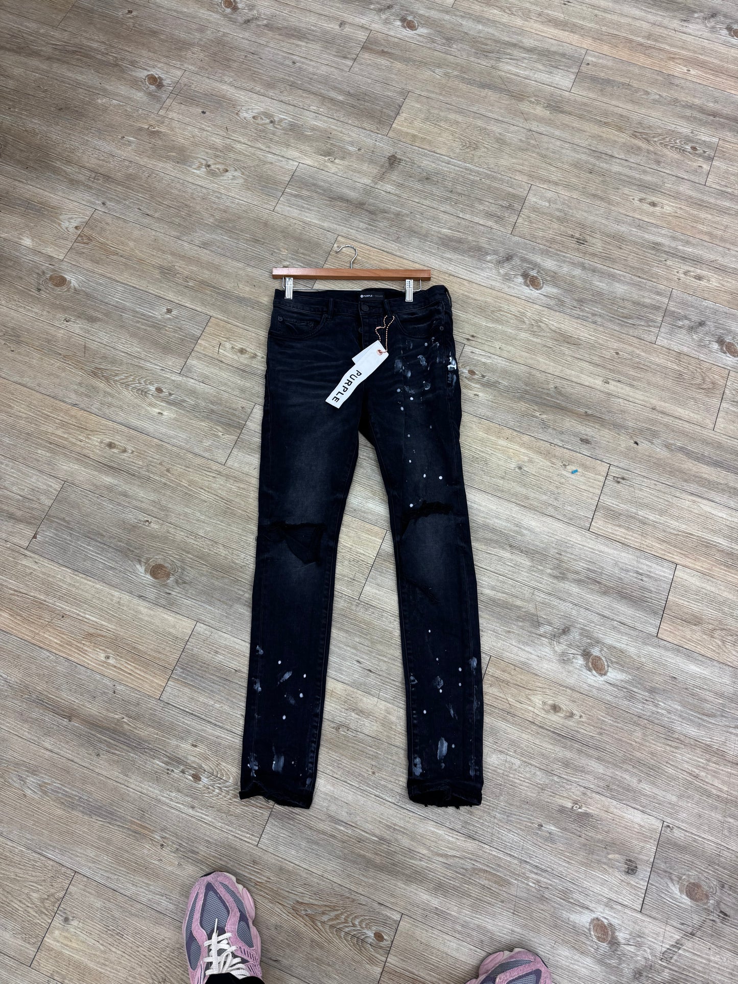 Purple Jean White Paint Splatter