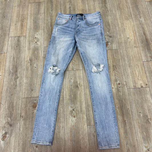 Purple Jean plain wash ripped knee w back tag