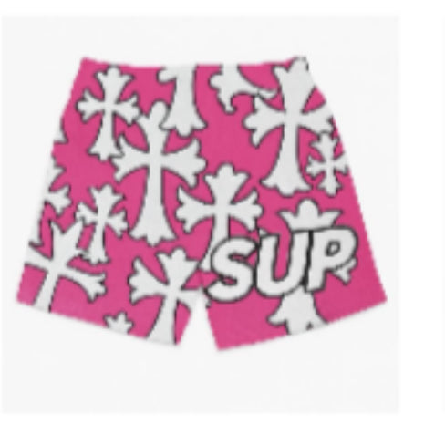 Sup Crosses white & pink shorts