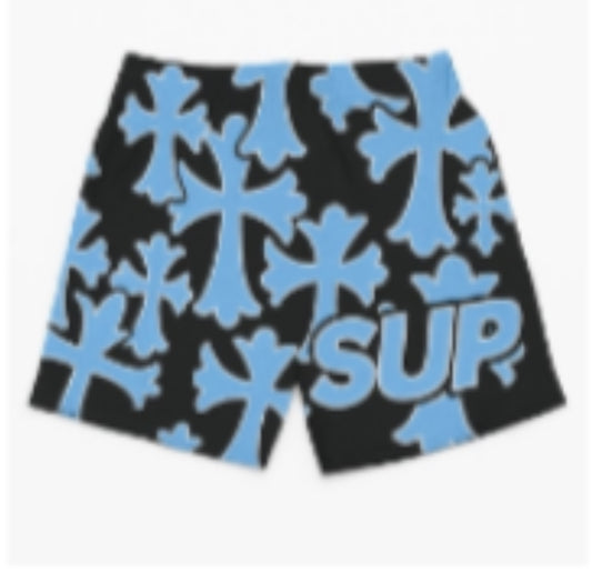 Sup Crosses blue and black shorts