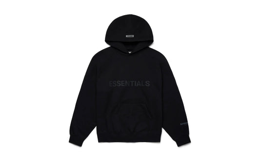 Essentials Hoodie Black Pullover Appliqué Logo