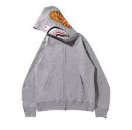 Bape Shark Full Zip Hoodie grey