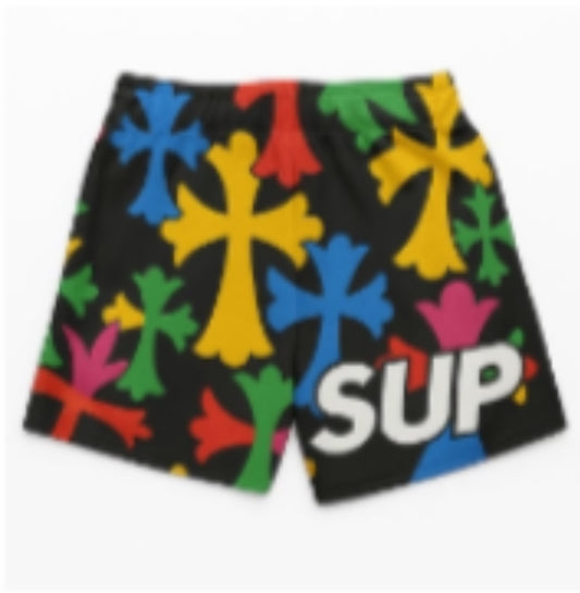 Sup Crosses black & multicolor shorts