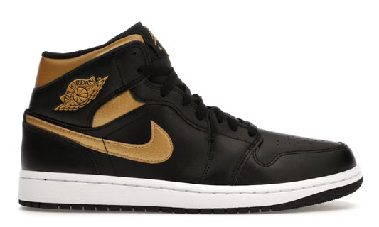 Jordan 1 Mid Black Metallic Gold