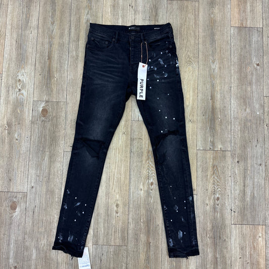 Purple jeans dark blue white dots