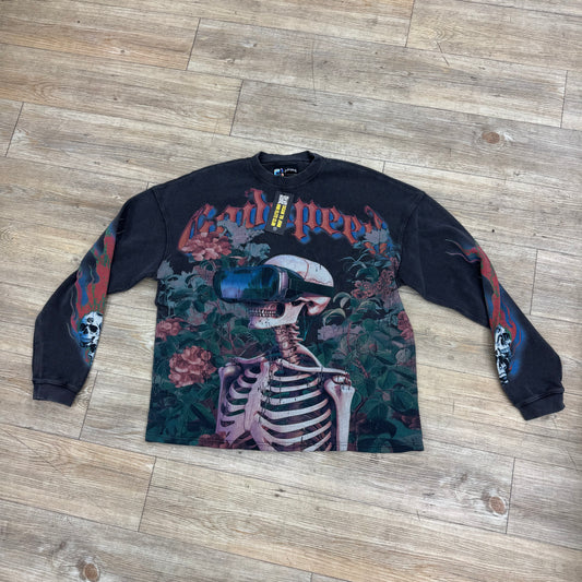 God Speed Skeleton With Roses Long Sleeve