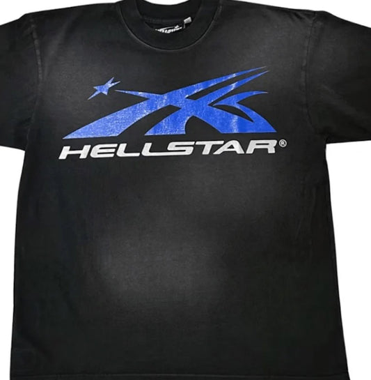 Hellstar Black & Blue Sport Logo Gel Tee