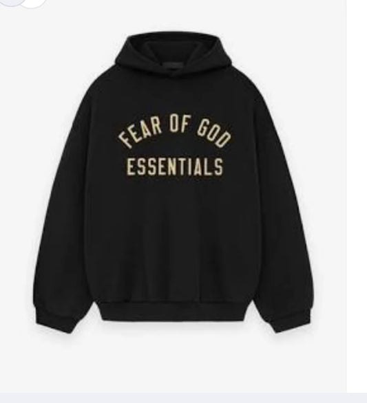 Essential Black Cream Font Fleece Hoodie
