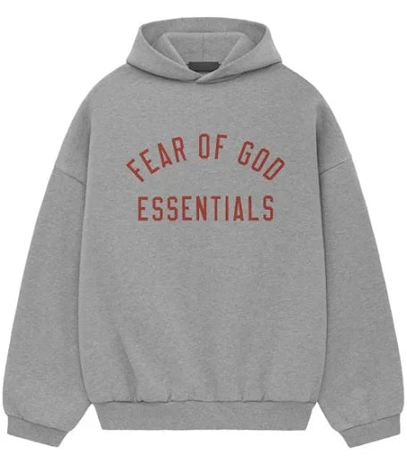 Essentials Dark Oatmeal With Red Font Fleece Hoodie
