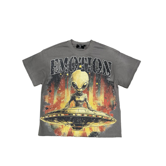 Mixed emotions grey spaceship tee