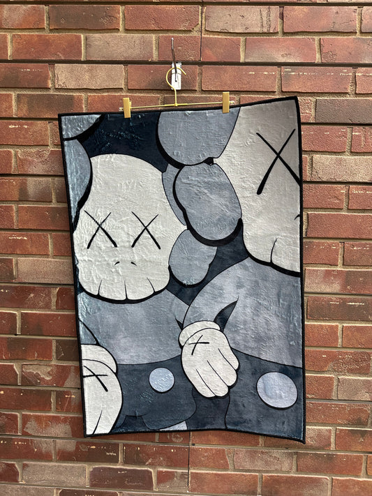 Kaws black square rug