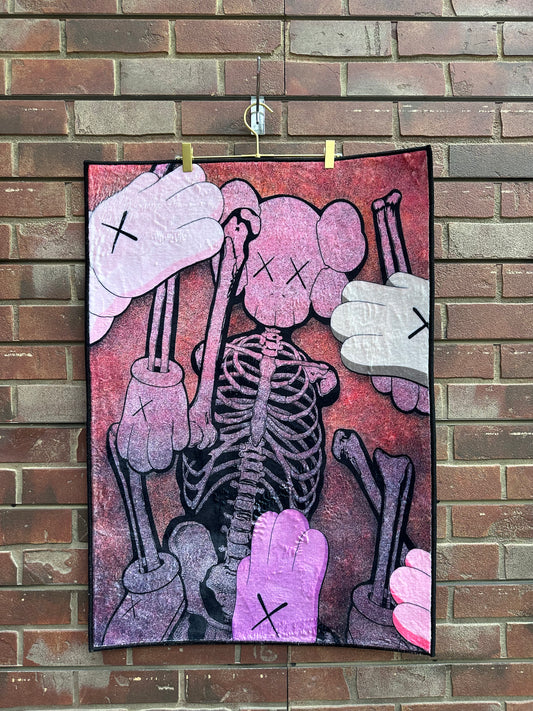 Kaws skeleton square rug