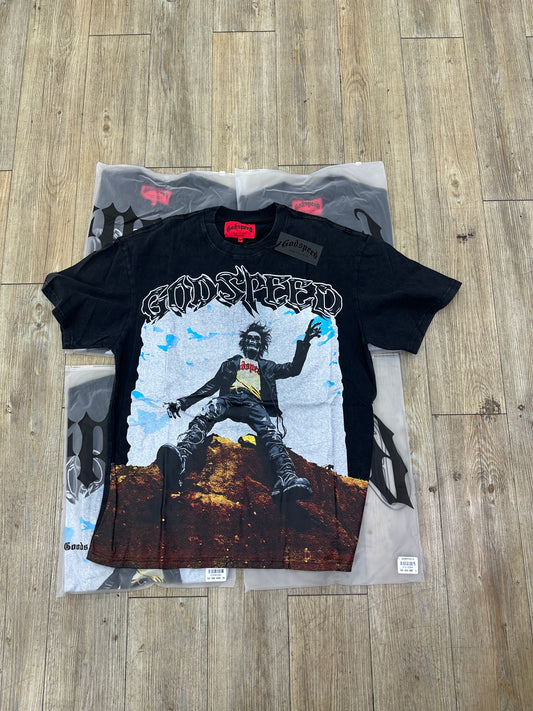 God speed skeleton on a mountain