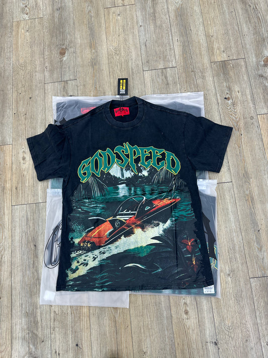 God speed black boat tee