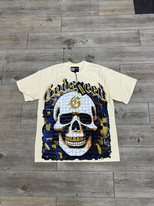 God speed cream skull puzzle tee