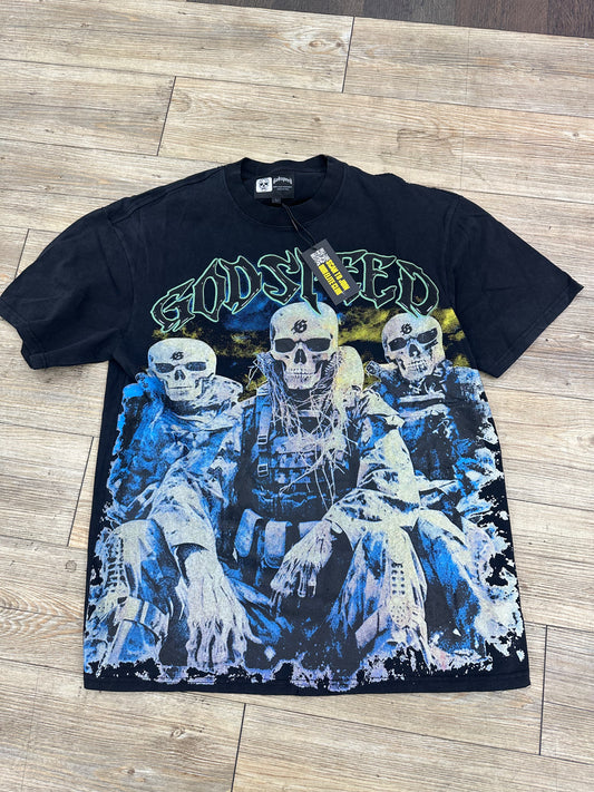 God speed black washed squadtron tee