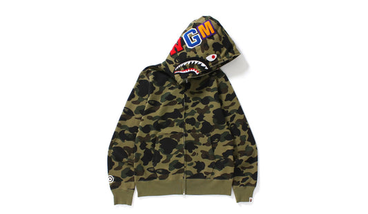 Bape 1st Camo Shark Full Zip Green Hoodie