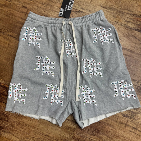 Mixed Emotion Grey Rhinestone Short