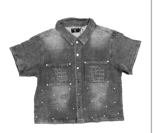 Mixed Emotion Denim black Paisley jacket