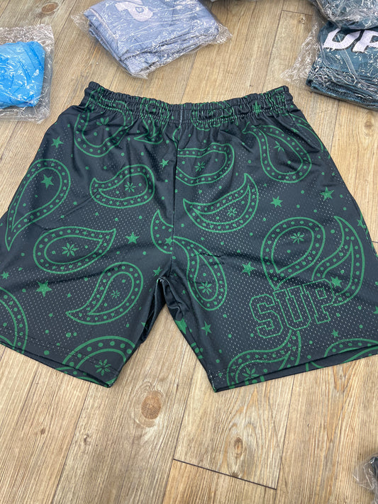 Sup black and dark green shorts