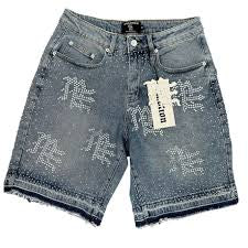 Mixed Emotion rhinestone denim blue shorts