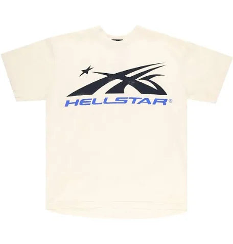 Hellstar Cream Blue Sport Logo Gel Tee