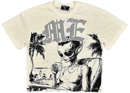 Mixed Emotion Alien on beach Cream Tee