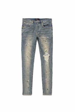 Mid Indigo Destroy Paint Purple Jeans